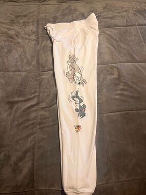 White Tom and Jerry Jogger Sweatpants for Women